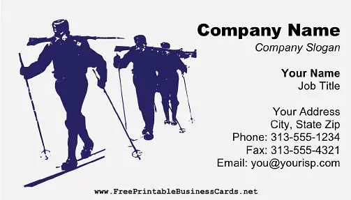 Skiing business card
