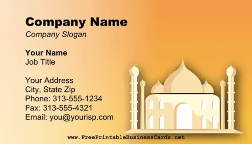 Taj Mahal business card