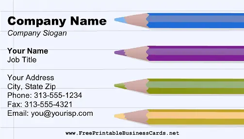 Colored Pencils 2 business card