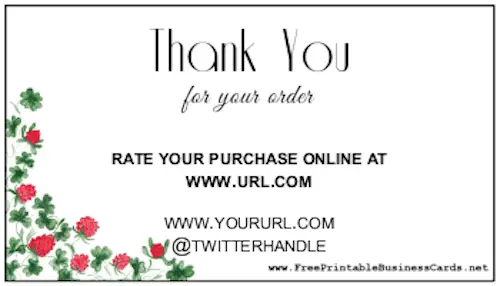Thanks For Order Insert Card Floral business card
