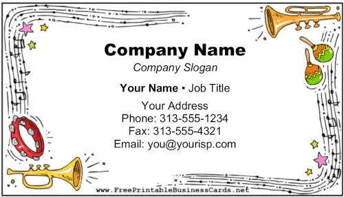 Trumpets And Music business card