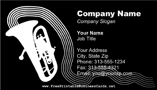 Tuba on Black business card