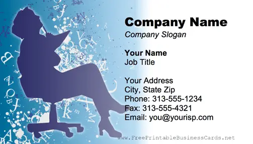 Typist Blue business card
