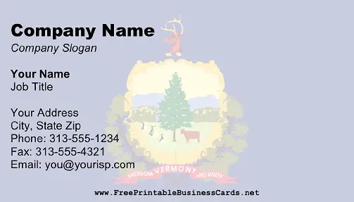 Vermont Flag business card