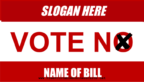 Vote No Sign business card