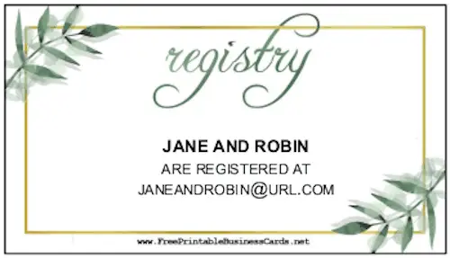 Wedding Registry Insert Card Leaf business card