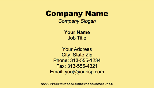 Pale Yellow business card
