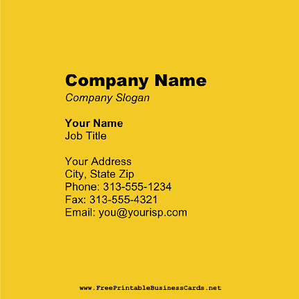 Dark Yellow Square business card