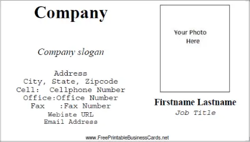 Custom photo business card