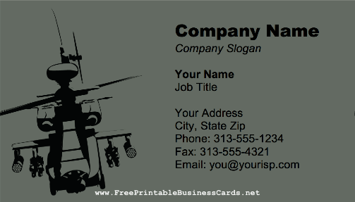 Apache Helicopter business card