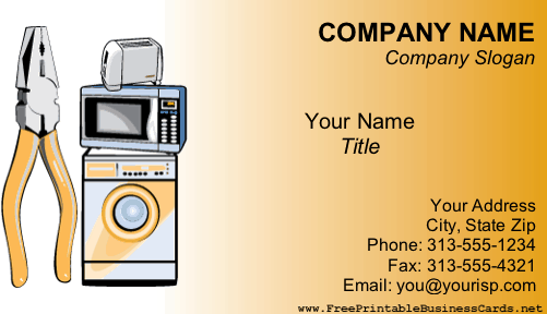 Appliance Repair business card