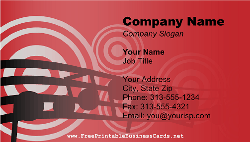 DJ Music Notes Red business card