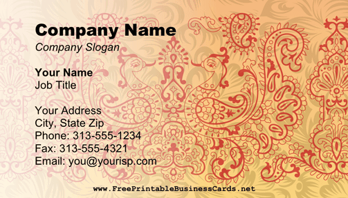 Mehndi business card