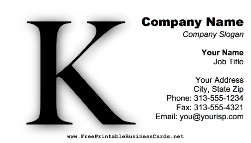 Monogram K business card