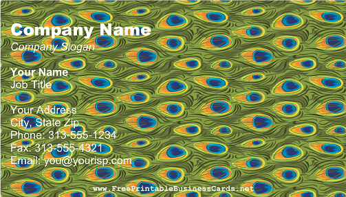 Peacock business card