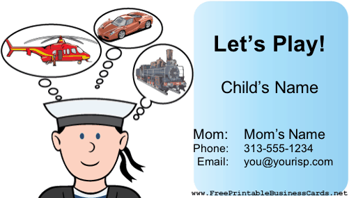 Play Date Card (Boy) business card