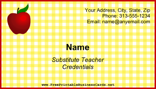 FREE Editable Business Cards for Substitute Teachers by Imaginative Teacher